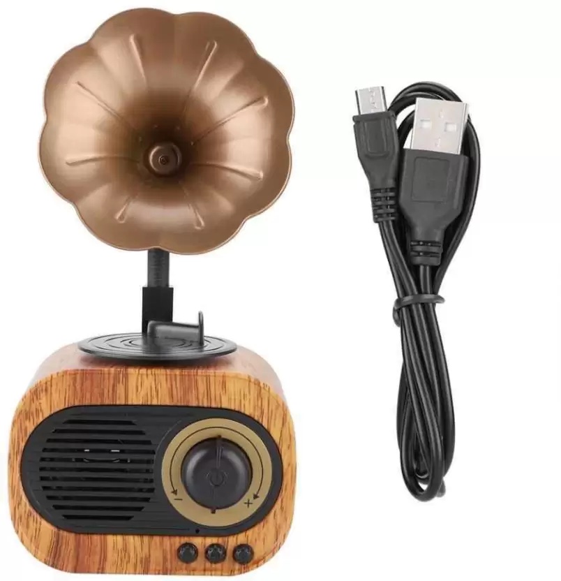 mini gramofon małe radio w stylu retro w stylu drewnianym