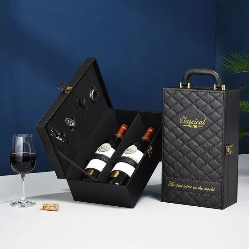 skrzynki na wino deluxe skórzane pudełko na wino jako zestaw prezentowy dla mężczyzn