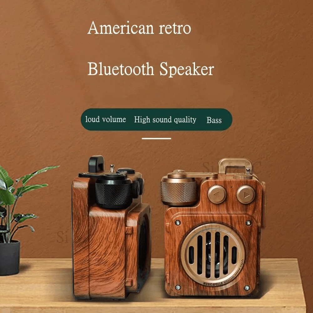 bezprzewodowy odbiornik radiowy radio retro drewniane w stylu vintage