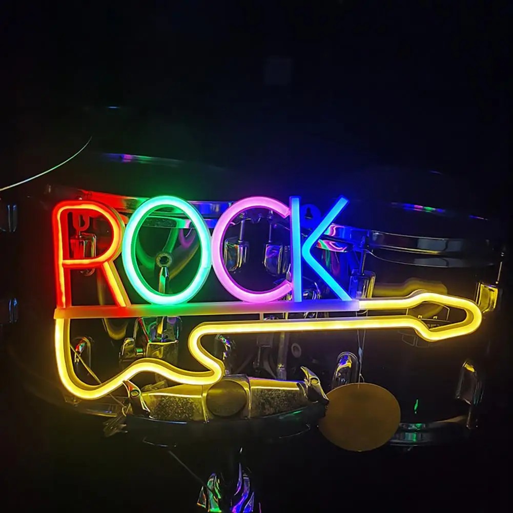 świecące neonowe logo LED - gitara rockowa