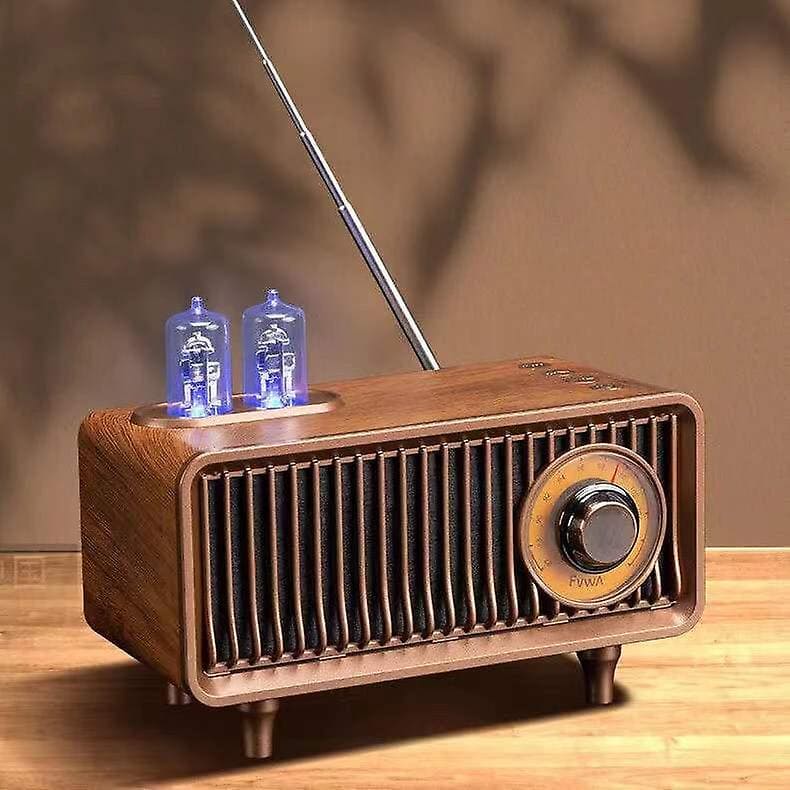 Zabytkowe radio AM/FM z głośnikiem retro, drewniane, małe