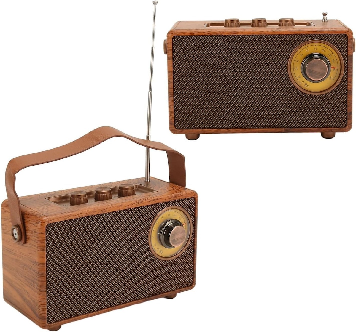radio mini małe w stylu retro vintage w drewnie