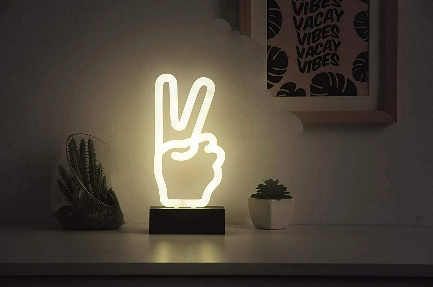 Świecące neonowe logo - Symbol pokoju