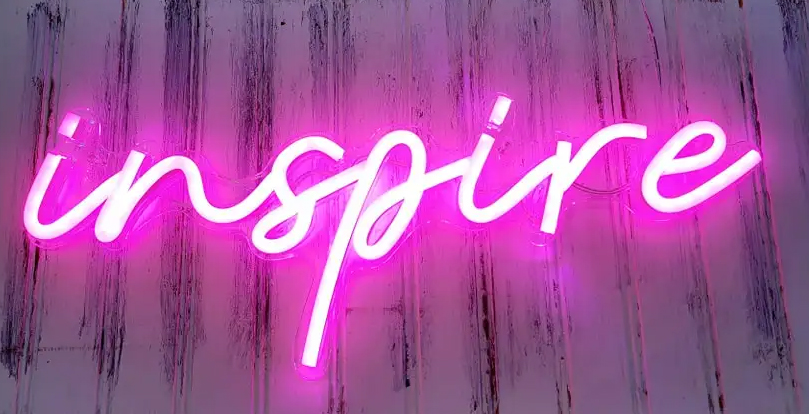INSPIRE - świecący znak LED na ścianie wiszący neon