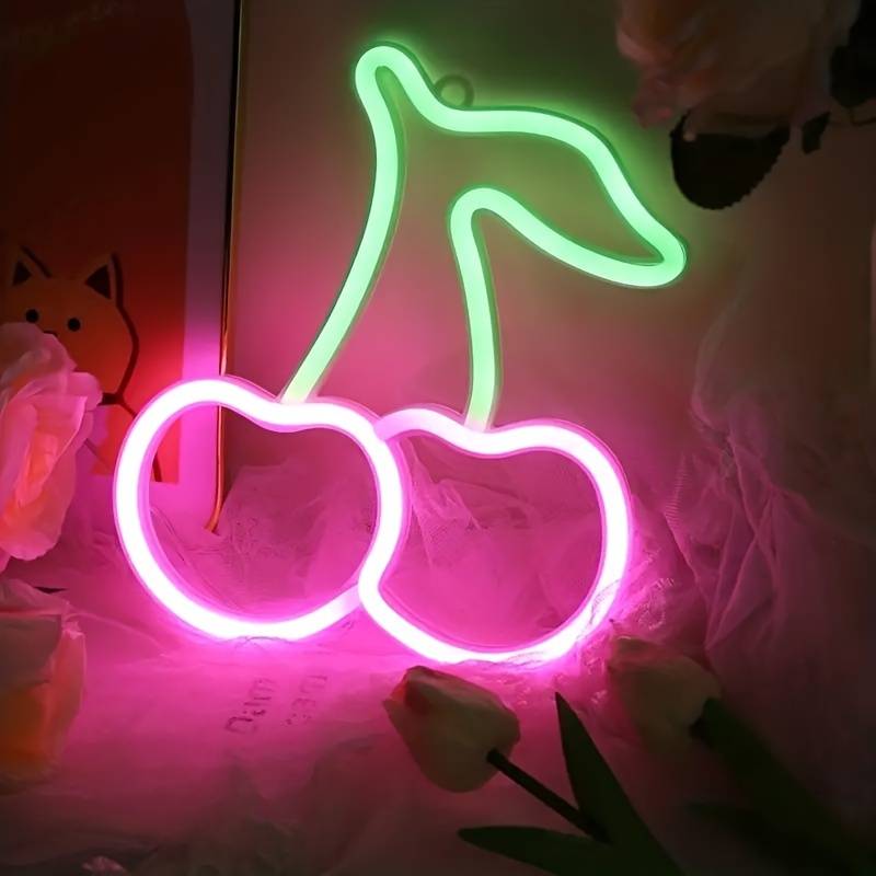 wiśniowy świecący neon LED