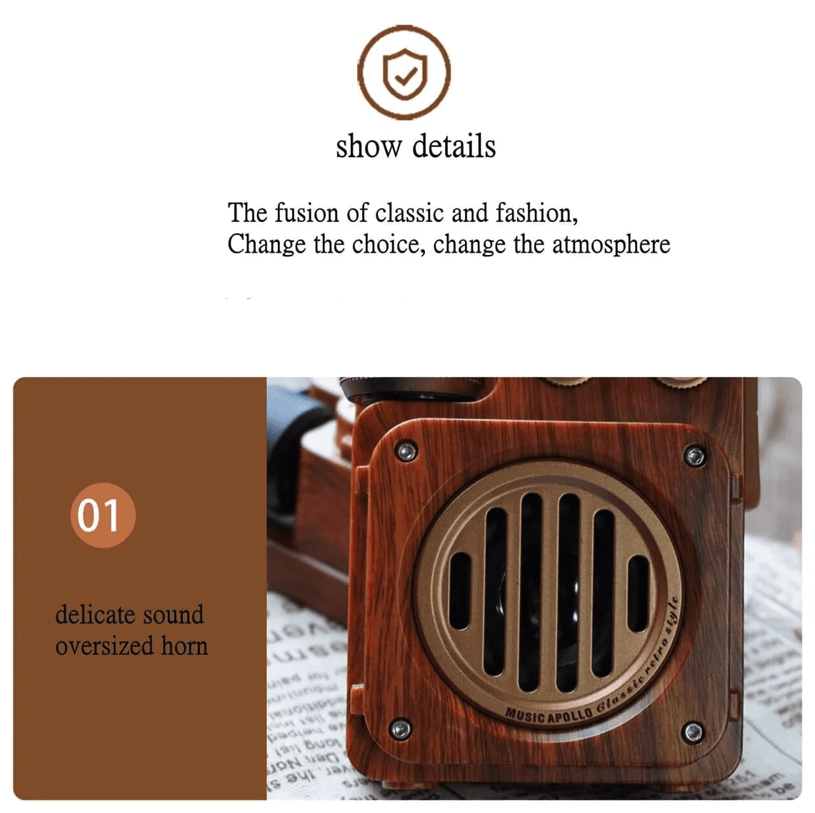 radio wykonane z drewna w stylu vintage, odbiornik w stylu retro