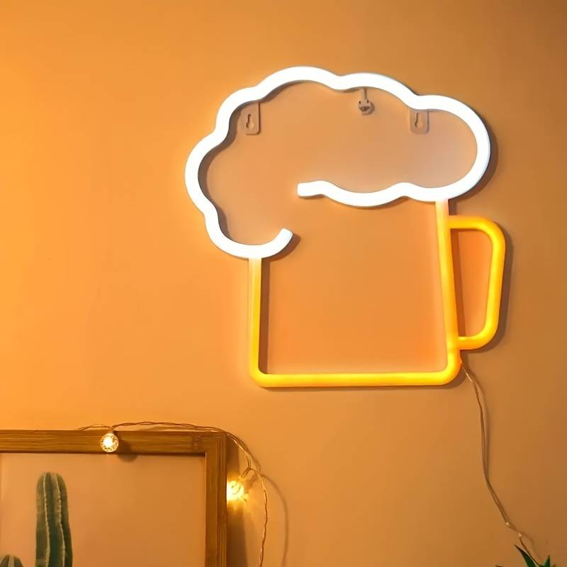 Znak LED podświetlany na ścianie, wiszący neon - piwo