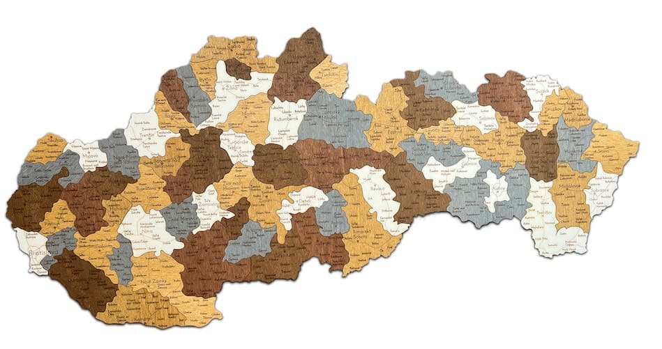 Drewniana mapa Słowacji 3D / 2D na ścianę - montaż na ścianie