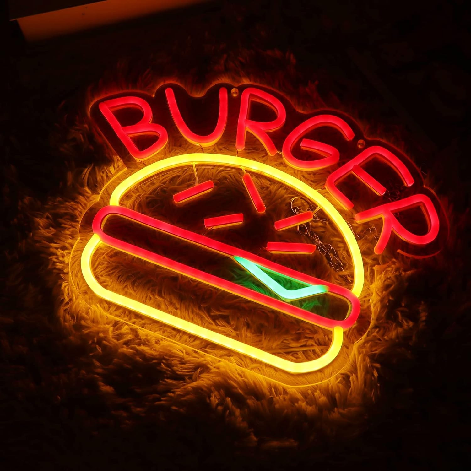 Burger Advertising podświetlał świecący neon LED